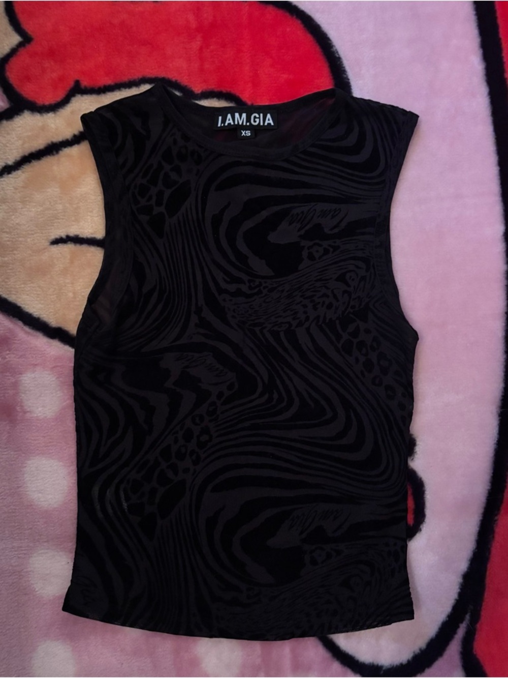 I.AM.GIA Black Swirl-Patterned Sleeveless Tank